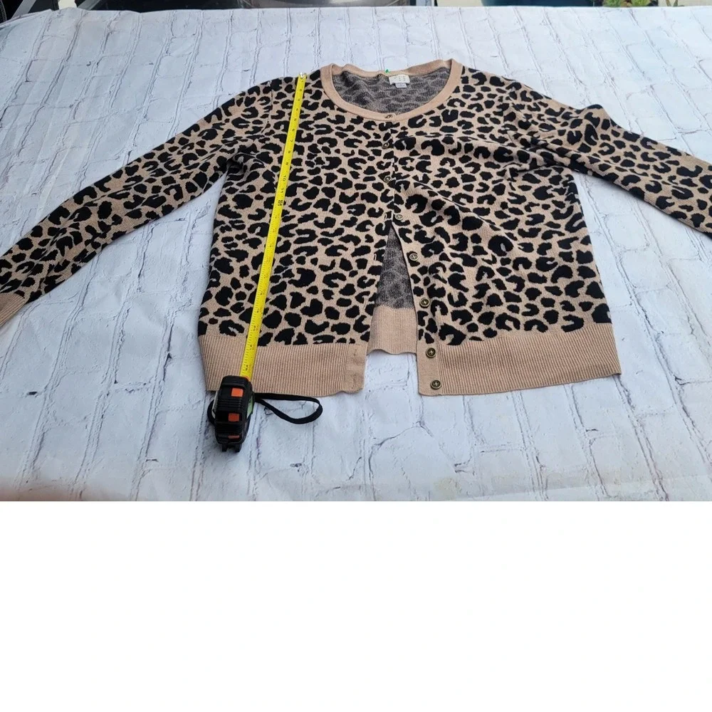 A New Day Womens Leopard Print Button Front Cardigan Sweater Tan Black Large